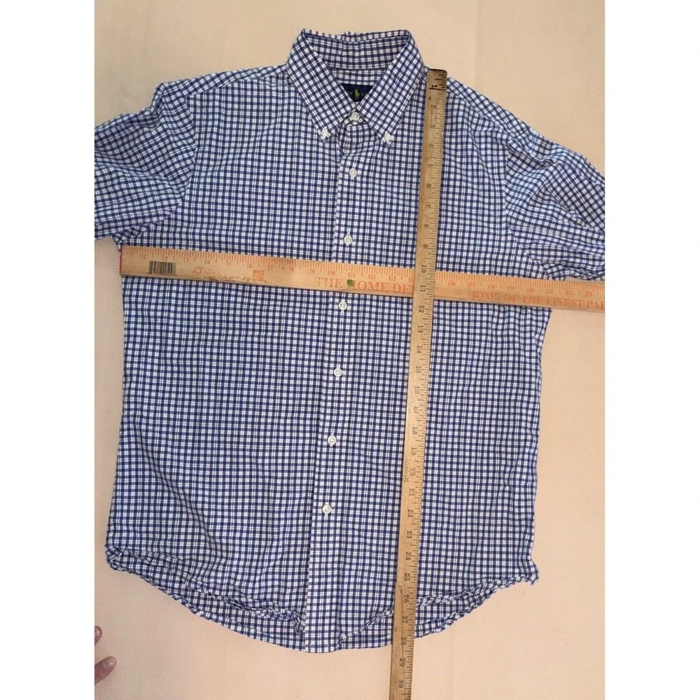 Polo Ralph Lauren Blue Plaid Button Down Mens Medium Long Sleeve